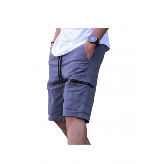 Madmext short 5738-smokeGray cargo with 2 zips 