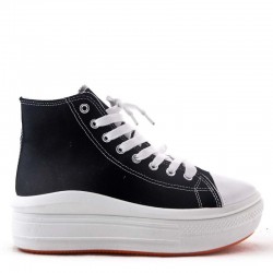 Sneaker CNV-5225-02 wmn Hi top canvas Motion black/white