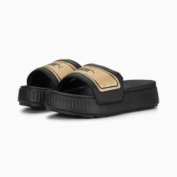4s Puma 390957-01 Karmen Space Metallics Swimming Slides Women - Black/Gold 