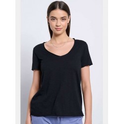 BodyTalk Γυναικείο T-shirt με V Λαιμόκοψη Μαύρο