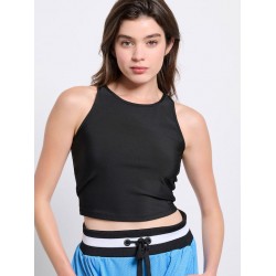 BodyTalk Γυναικείο Αθλητικό Crop Top Αμάνικο Μαύρο