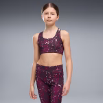 Puma Train All Day Essentials Printed Crossover Sports Bra Youth 529280-41 Fuchsia Glow